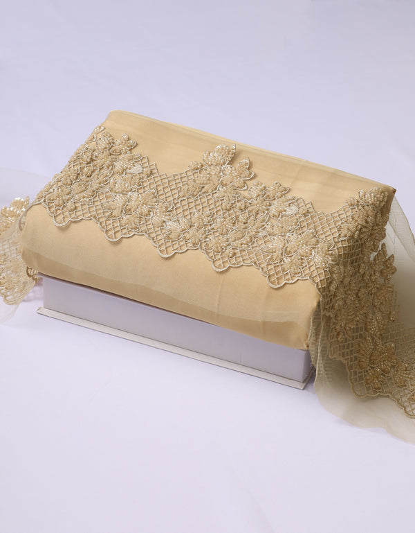 Beaded Border Lace Mix and Match - (Nude) + Satin (Beige)
